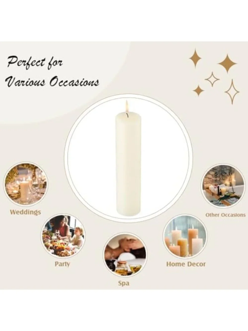 Bulk Unscented Ivory Pillar Candles - 12 Pack, 2x8 Inch Paraffin Wax Decor